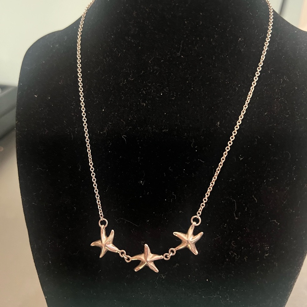 Sterling Silver 16” Necklace with 3 Starfish